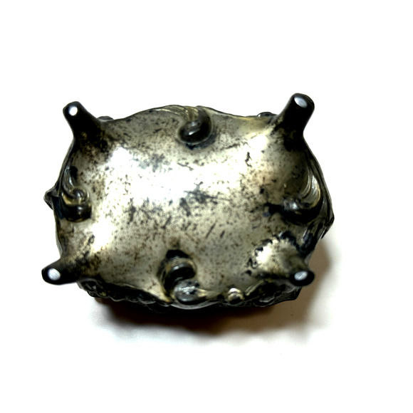 Antique Silver Tone Small Jewelry Trinket Box Casket Hinged Lid Footed Lined - Picture 7 of 9